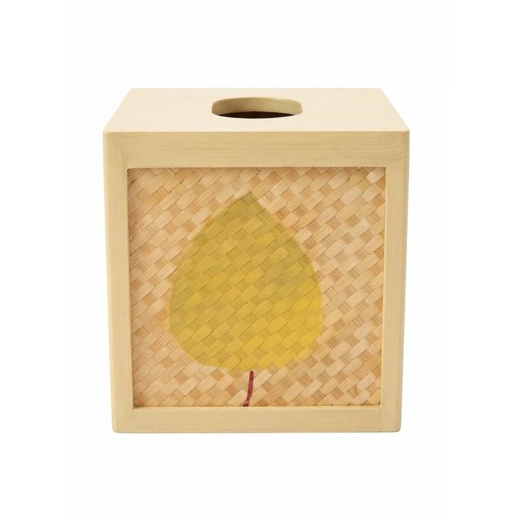 Croscill La Jolla Tissue Dispenser Vintage Woven Wood Square Tissue Box Cover